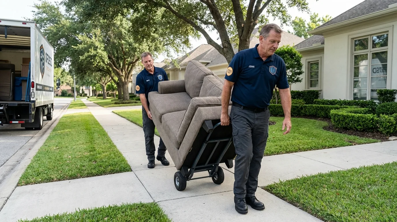 Local residential moving crew loading furniture in Moab, UT